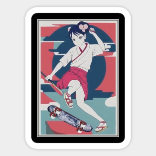 Kunoichi On Skateboard Sticker